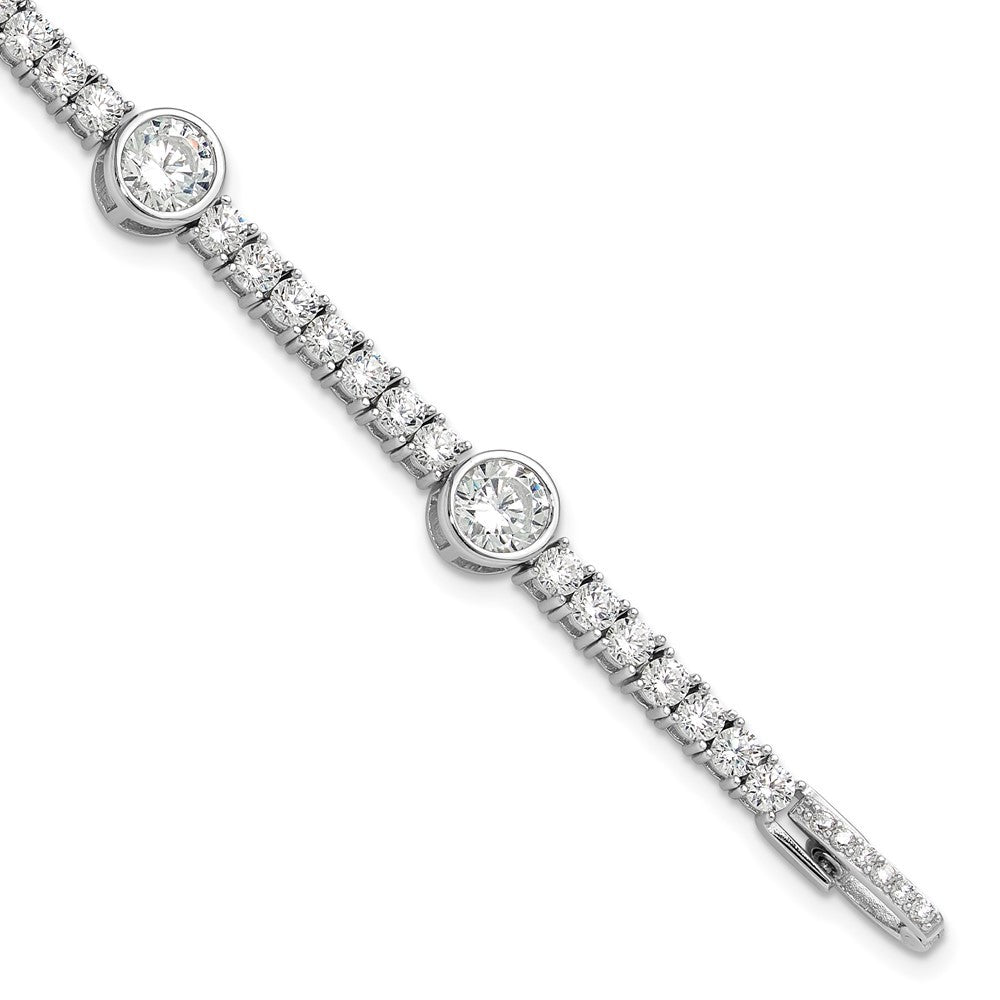 Sterling Silver Rhodium-plated CZ 7in Tennis Bracelet