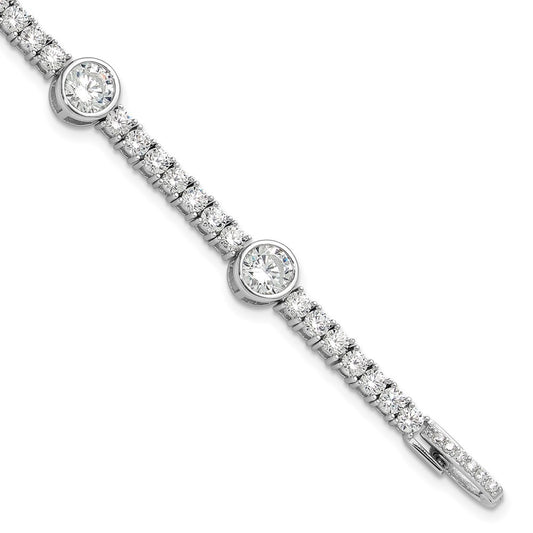 Sterling Silver Rhodium-plated CZ 7in Tennis Bracelet