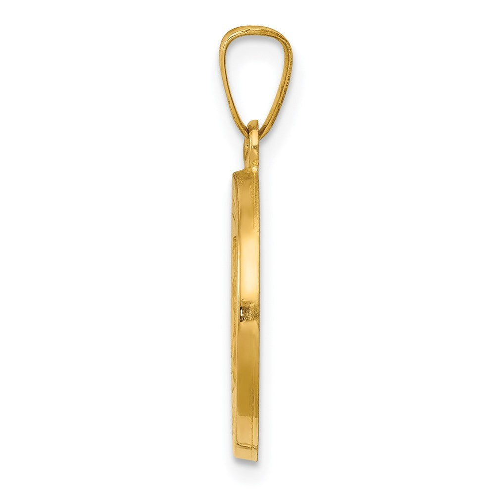 14k Yellow Gold Polished Satin Hollow Divino Nino Round Medal Pendant