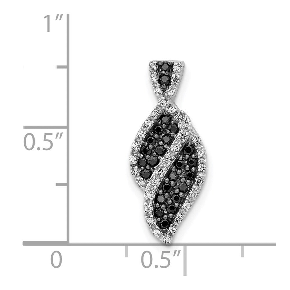 14k White Gold 1/3ct. White and Black Diamond Fancy Curve Chain Slide Pendant
