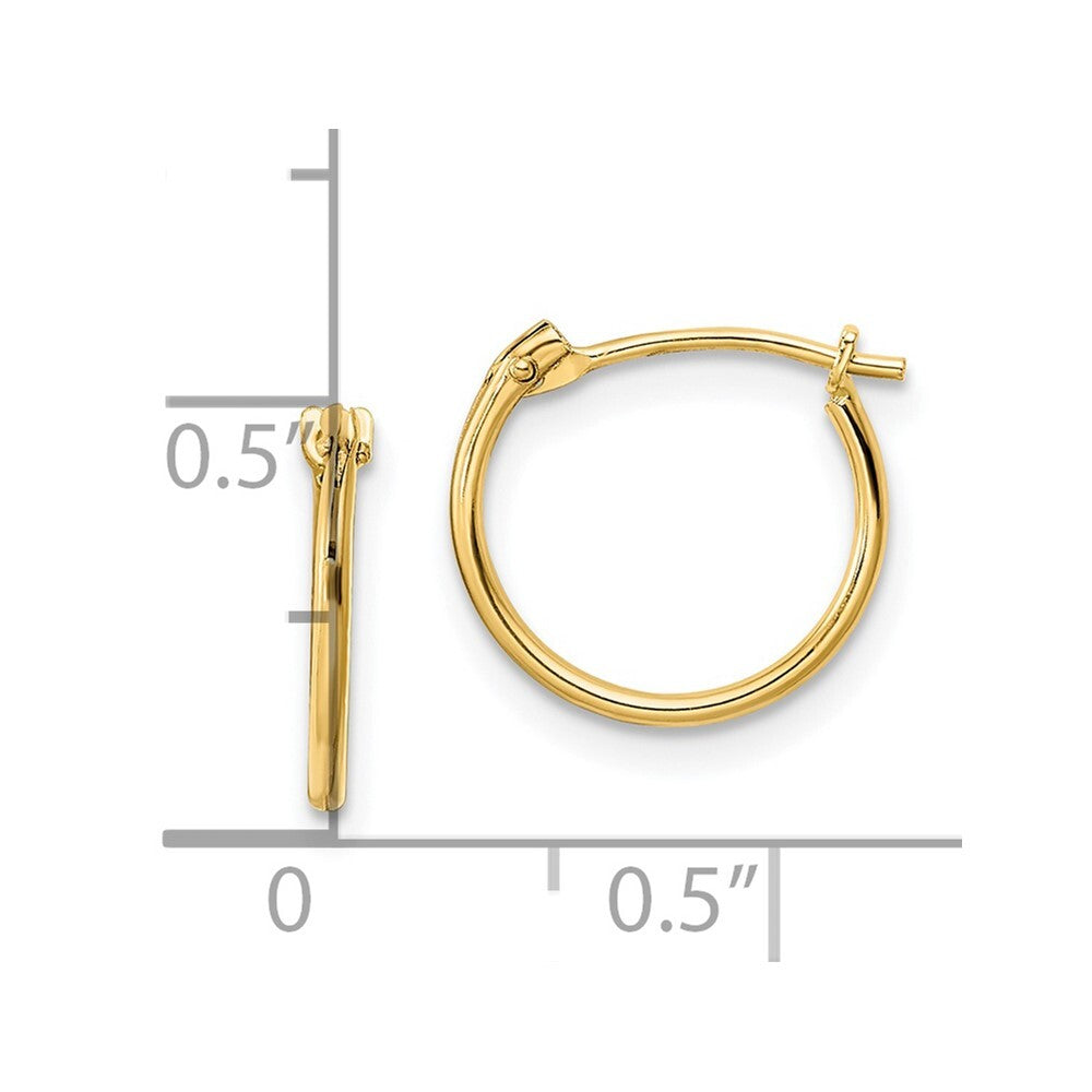 14k Yellow Gold Polished Hinged Hoop Earrings Gift for Women