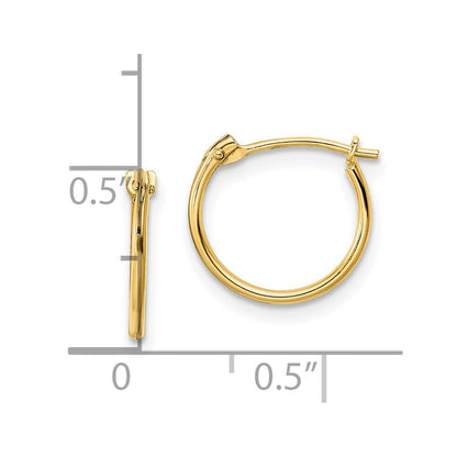 14k Yellow Gold Polished Hinged Hoop Earrings Gift for Women