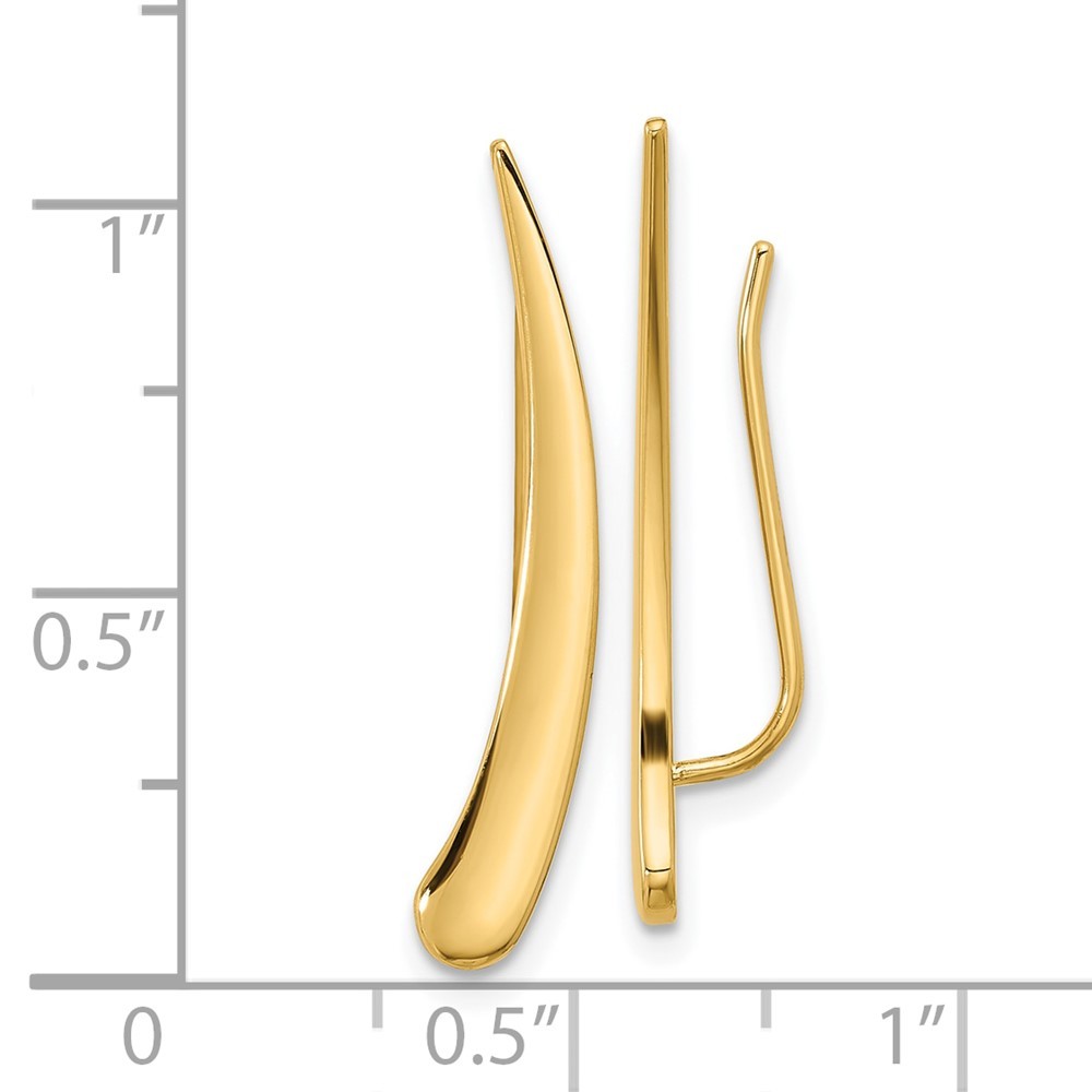 14k Yellow Gold Polished Pointed Ear Climber Earrings