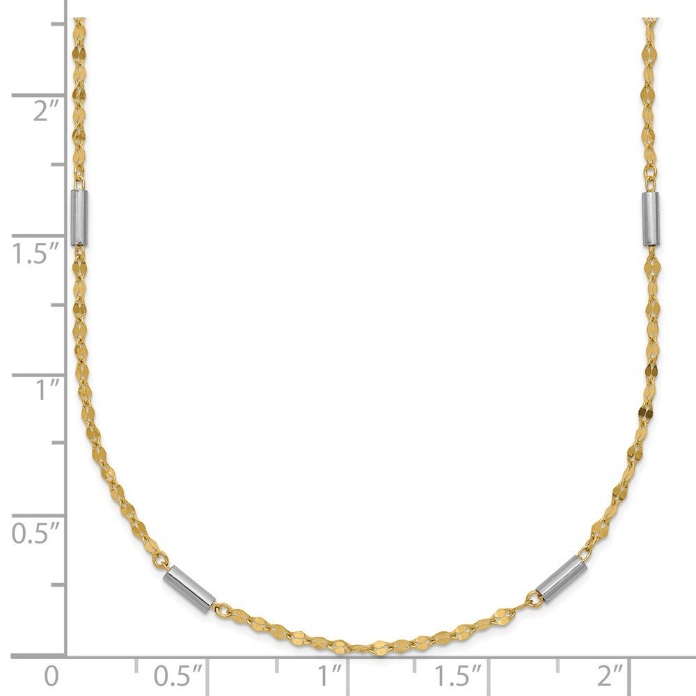 14K Two-tone Gold Diamond-cut Mini Bar Links Fancy Necklace