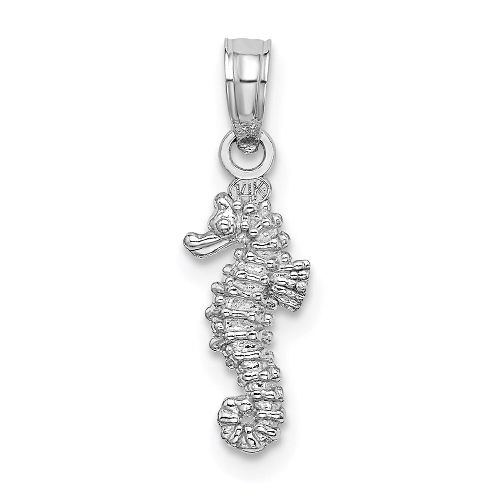 14k White Gold 3-D Mini Seahorse Charm Pendant for Women