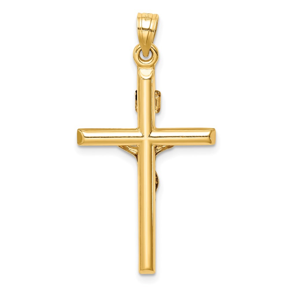 14k Yellow Gold Hollow Crucifix Pendant