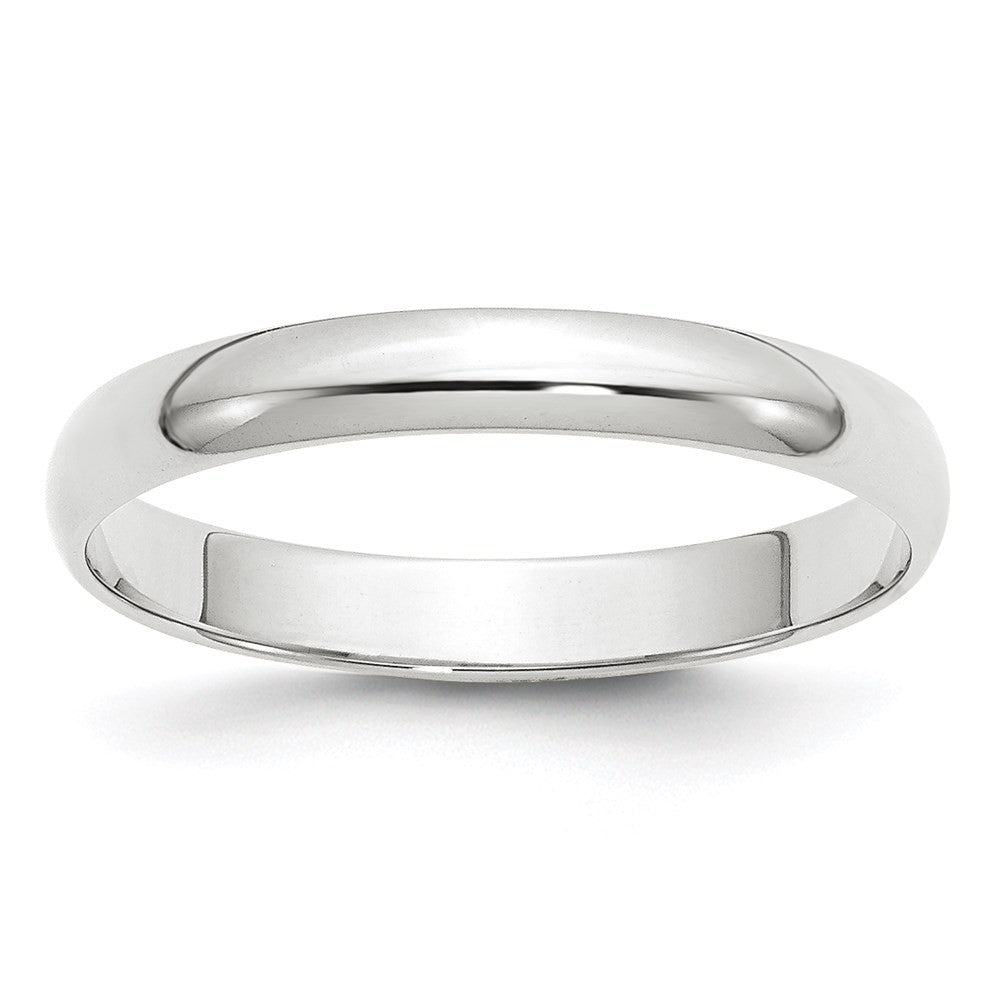 14k White Gold 3mm Lightweight Half Round Wedding Band Ring Size 5.5