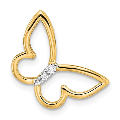 14k Yellow Gold Polished Butterfly Diamond Chain Slide
