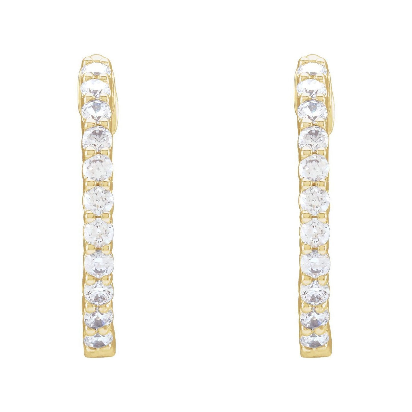 14k Gold 3/4Ct Lab-Grown Diamond Inside-Outside Hinged 17.2 mm Hoop Earrings