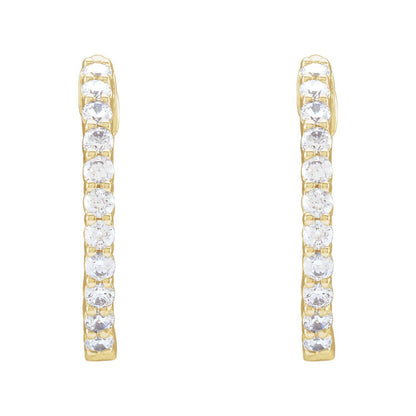 14k Gold 3/4Ct Lab-Grown Diamond Inside-Outside Hinged 17.2 mm Hoop Earrings