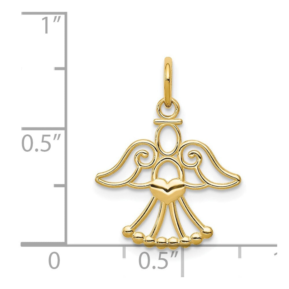 14k Yellow Gold Angel Charm Pendant for Women