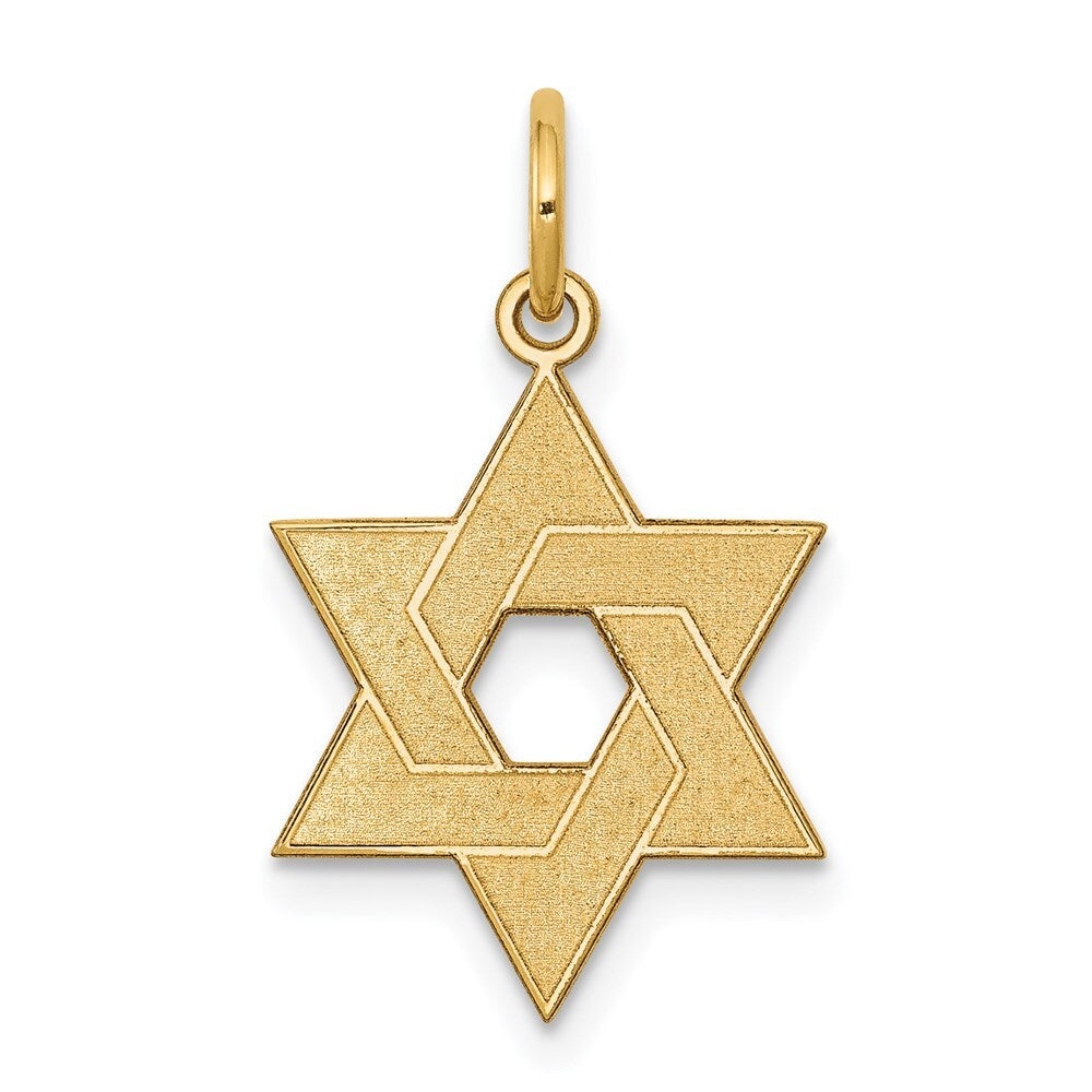 14k Yellow Gold Laser Designed Star of David Charm Pendant for Women