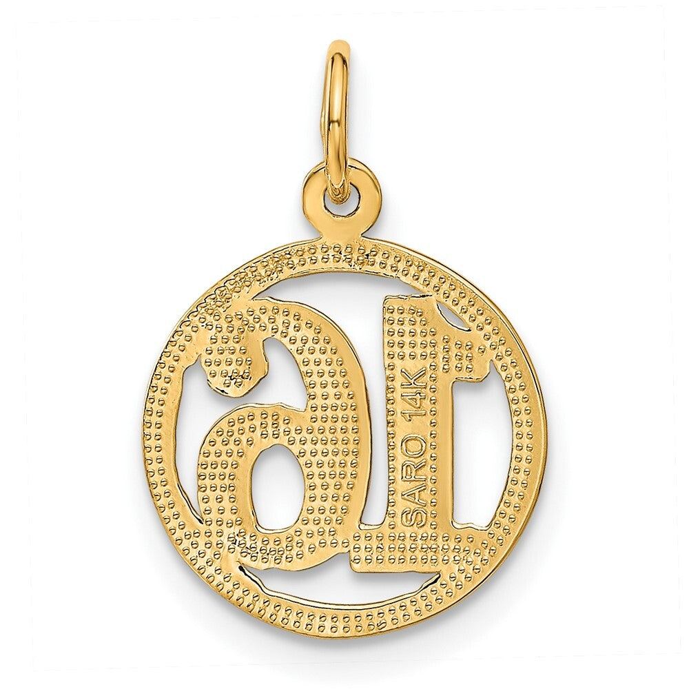 14k Yellow Gold #16 in A Circle Pendant for Women