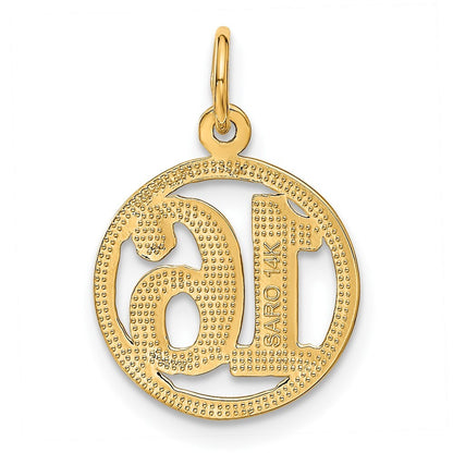 14k Yellow Gold #16 in A Circle Pendant for Women