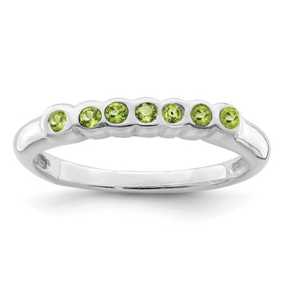 Sterling Silver Rhodium Peridot Ring Size 8