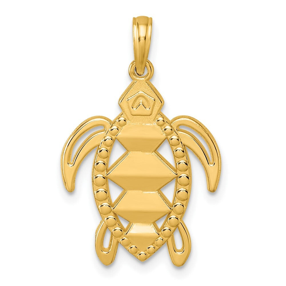 14k Yellow Gold Polished Turtle Pendant