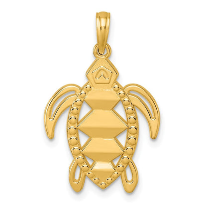 14k Yellow Gold Polished Turtle Pendant