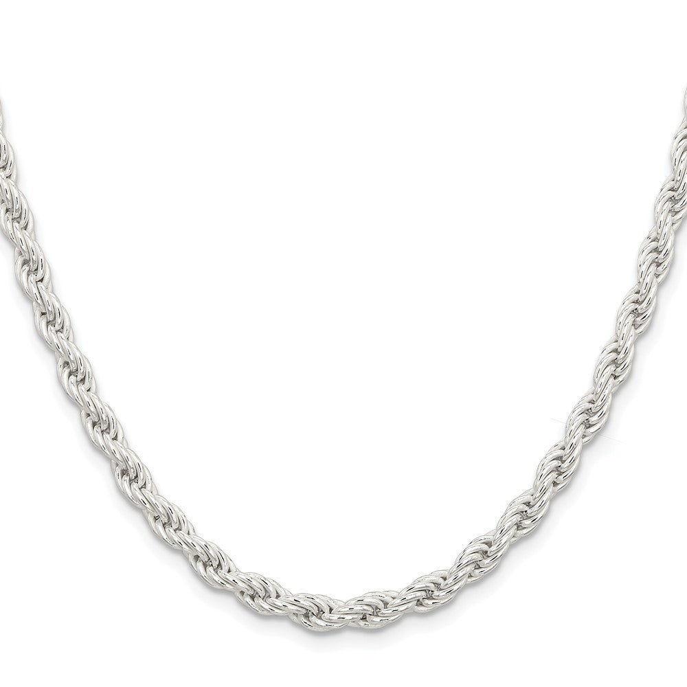 Sterling Silver Rhodium-plated 5mm Solid Rope Chain Necklace
