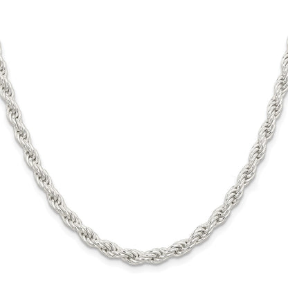 Sterling Silver Rhodium-plated 5mm Solid Rope Chain Necklace