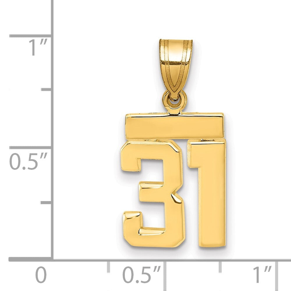 14k Yellow Gold Small Polished Number 31 Charm Pendant for Women