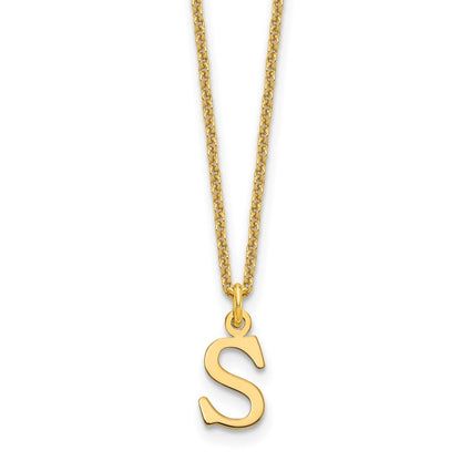 14k Yellow Gold Cutout Letter S Initial Necklace