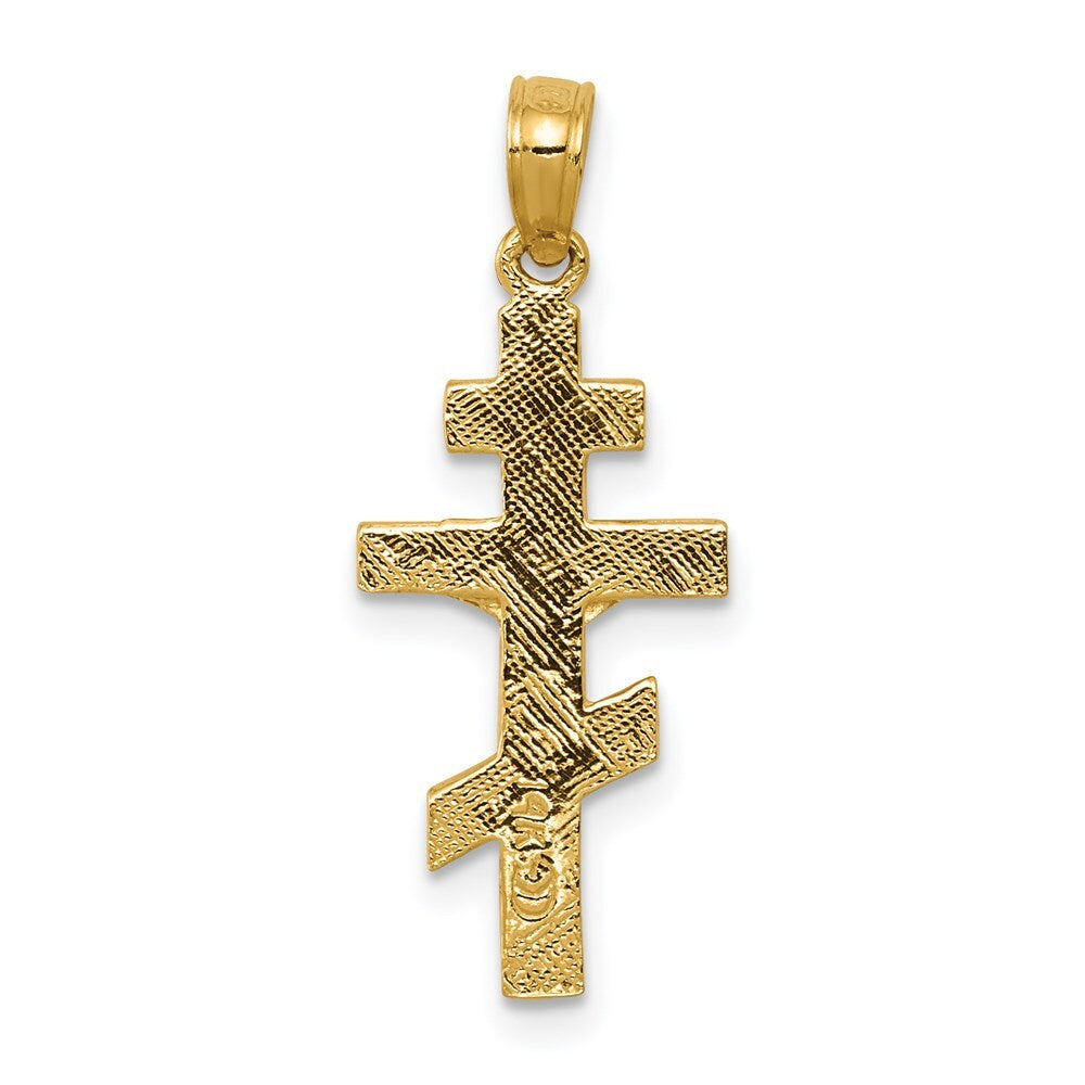 14k Yellow Gold Eastern Orthodox Crucifix Charm Pendant for Women