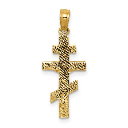 14k Yellow Gold Eastern Orthodox Crucifix Charm Pendant for Women