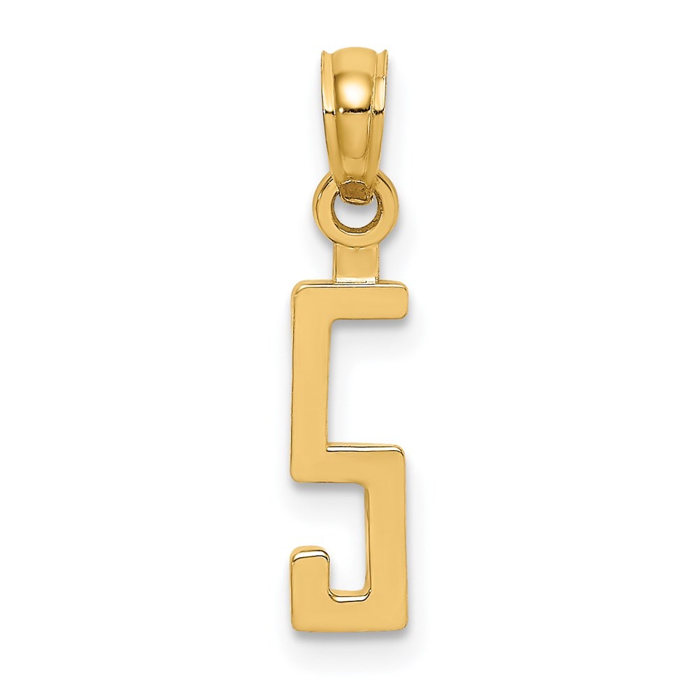 14k Yellow Gold Polished Number 5 Pendant
