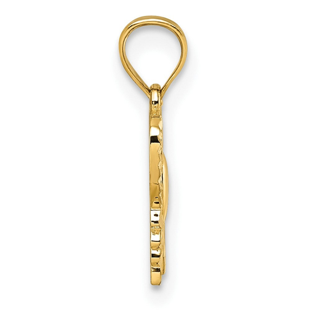 14k Yellow Gold Polished and Diamond-cut Cut-out Butterfly Pendant