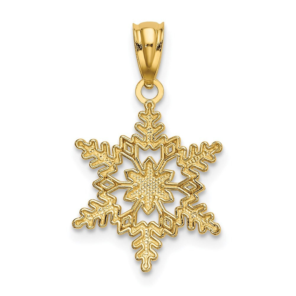 14k Yellow Gold Diamond-cut Polished Snowflake Pendant for Women