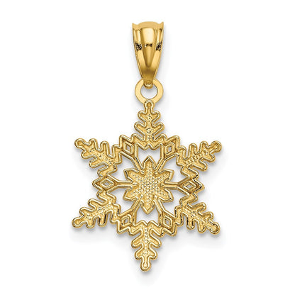 14k Yellow Gold Diamond-cut Polished Snowflake Pendant for Women