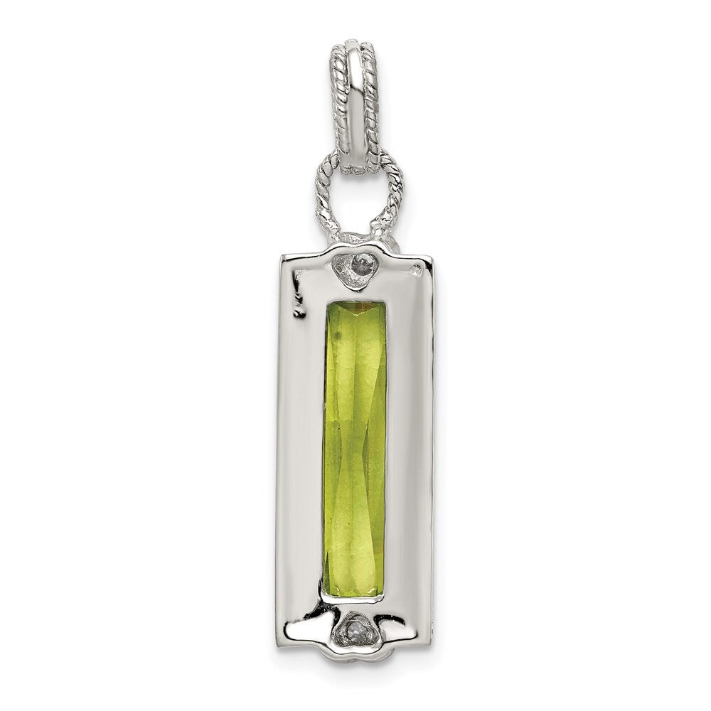 Sterling Silver & Vermeil Light Green Cubic Zirconia Pendant