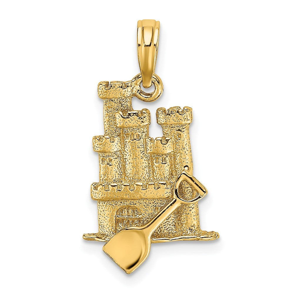 14k Yellow Gold 3-D Sand Castle Shovel Charm Pendant