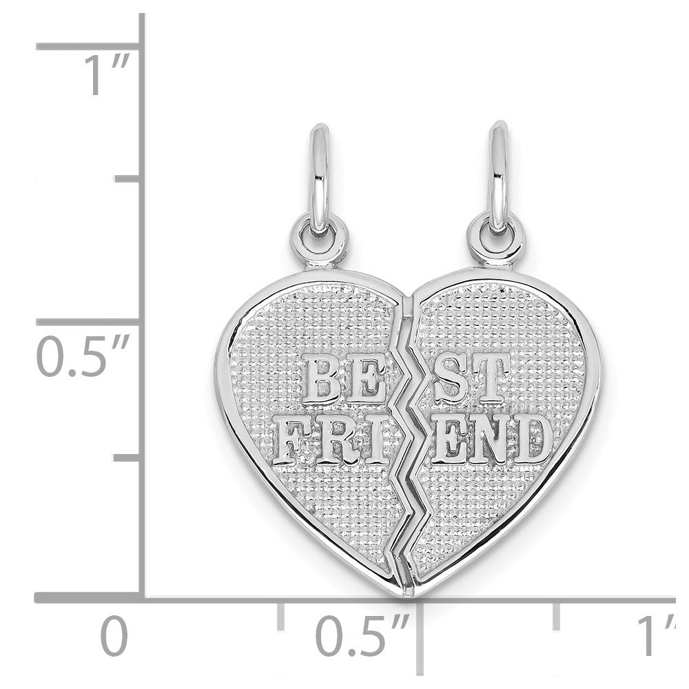 14k White Gold BEST FRIEND Break-apart Charm Pendant