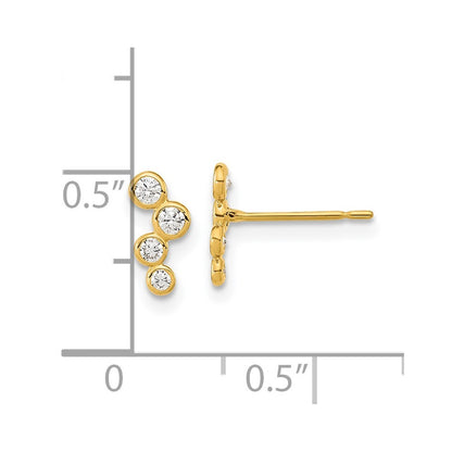 14k Yellow Gold 4-CZ Bezel Set Earrings