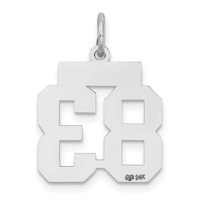14k White Gold Small Satin Number 83 Charm Pendant for Women