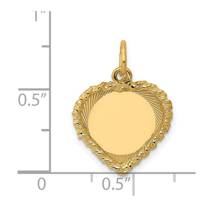 14k Yellow Gold Polished .013 Gauge Heart with Rope Disc Charm Pendant