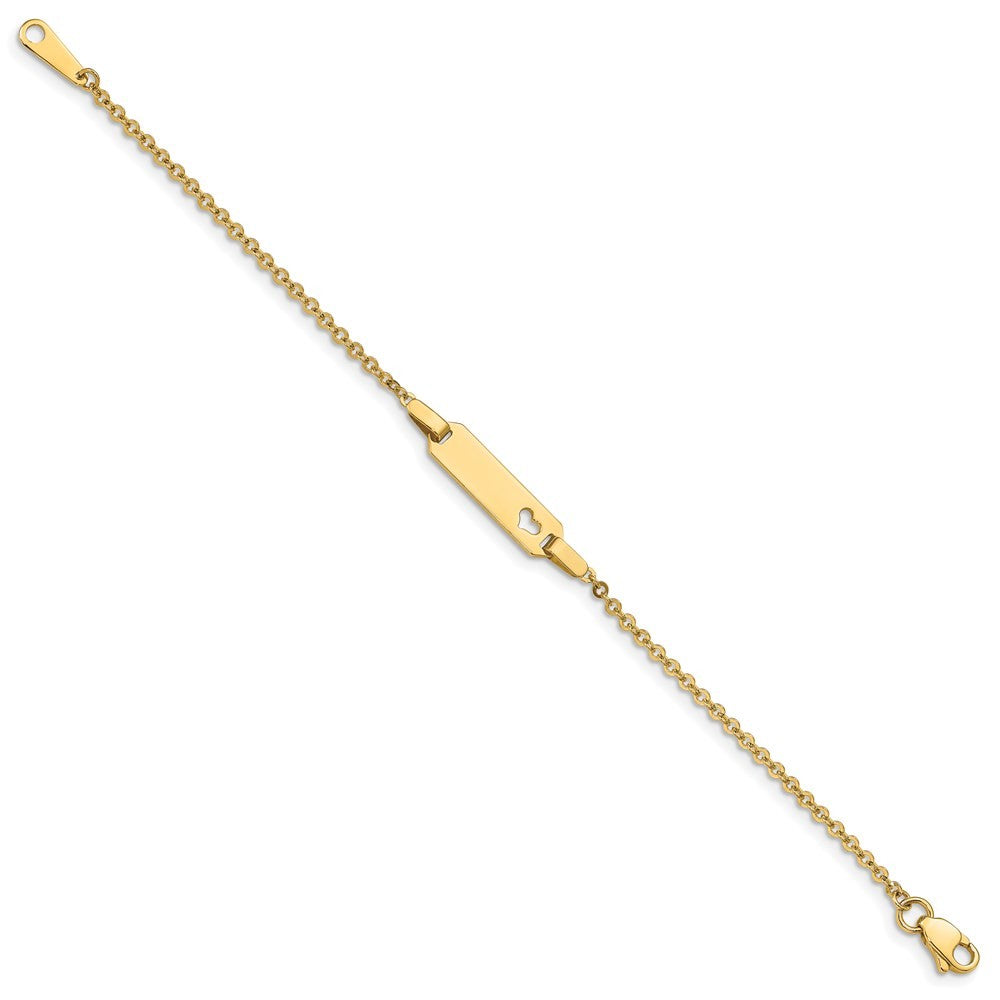 14k Yellow Gold Polished Cut-out Heart 18x5mm Plate 6" ID Bracelet
