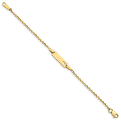 14k Yellow Gold Polished Cut-out Heart 18x5mm Plate 6" ID Bracelet