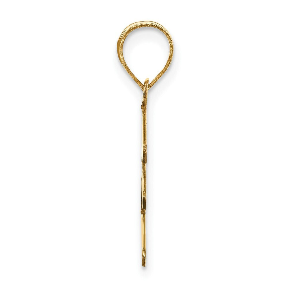 14k Yellow Gold Polished Bubble Letter E Initial Pendant for Women