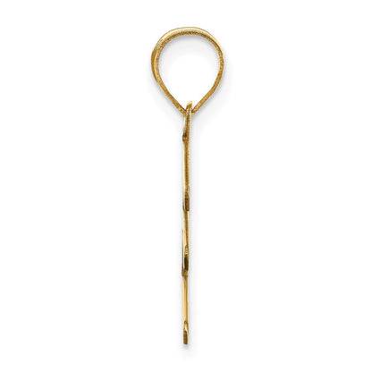 14k Yellow Gold Polished Bubble Letter E Initial Pendant for Women