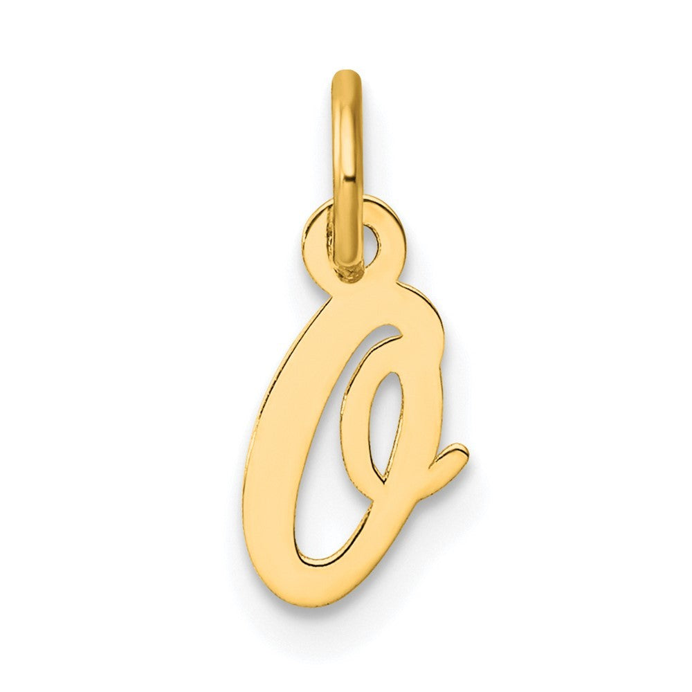 14k Yellow Gold Small Script Letter O Initial Charm Pendant