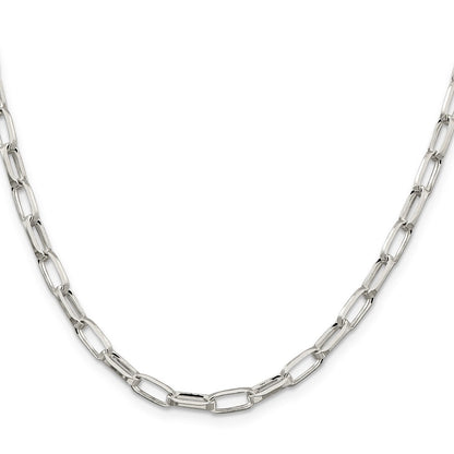 Sterling Silver 5mm Elongated Open Link Chain Necklace