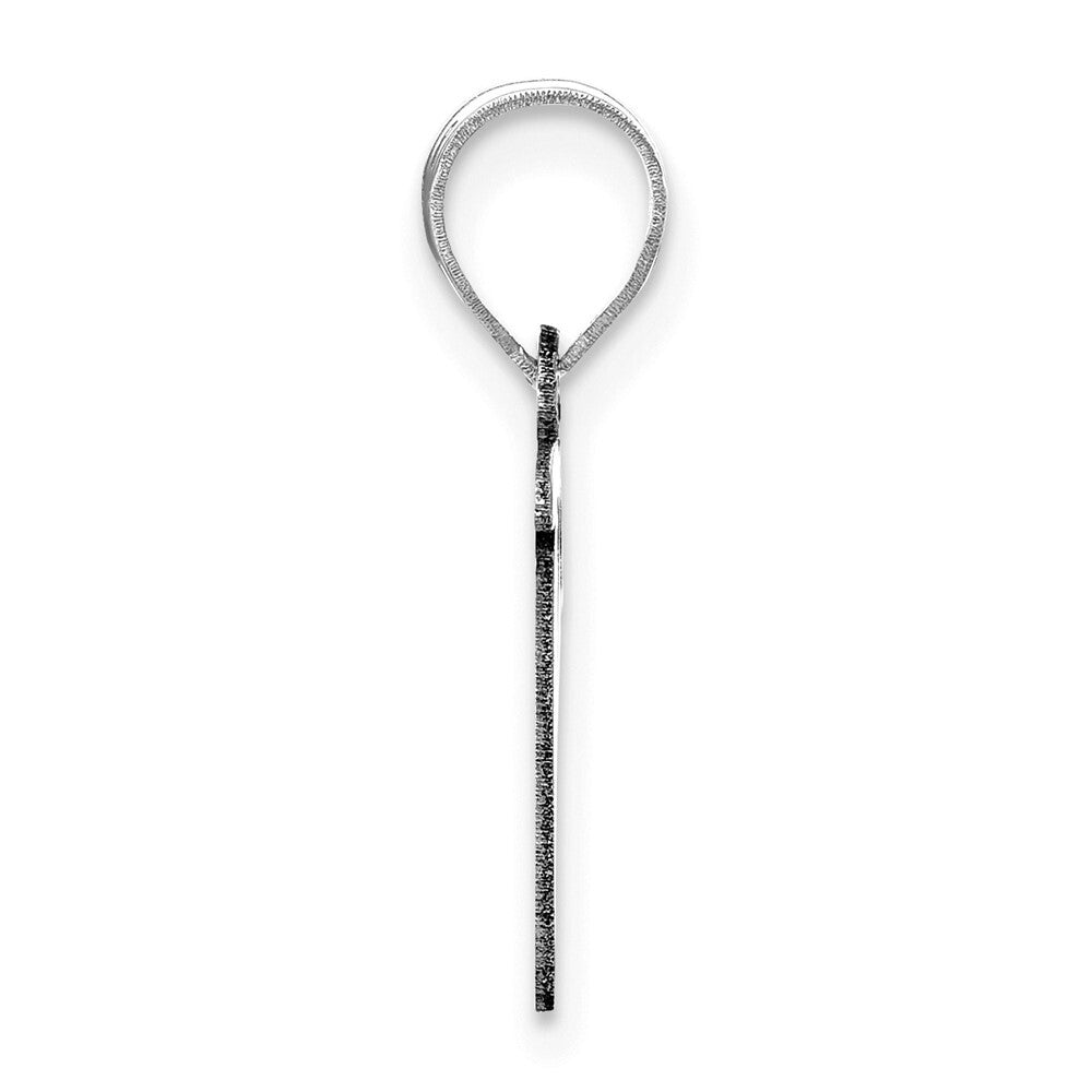 14k White Gold Polished Script Letter R Initial Pendant for Women