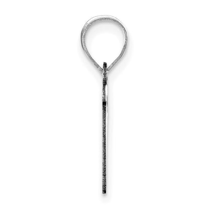 14k White Gold Polished Script Letter R Initial Pendant for Women