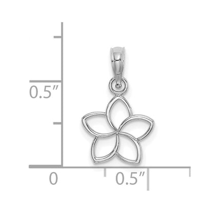14K White Gold Cut-out Plumeria Flower Charm