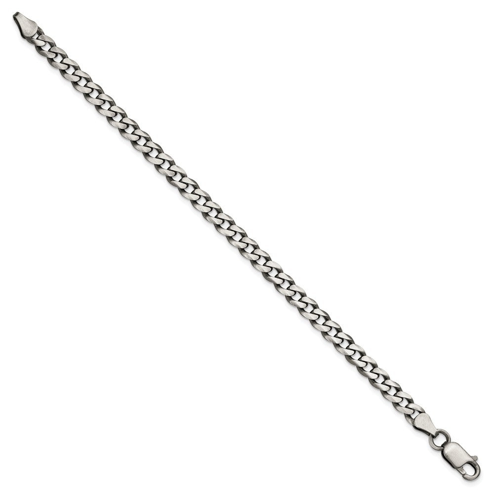 Sterling Silver Antiqued 6.0mm Curb Chain Bracelet