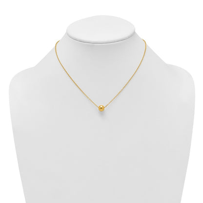 14k Yellow Gold Polished 7.5mm Round Bead 16 inch with 2 inch Extension Necklace