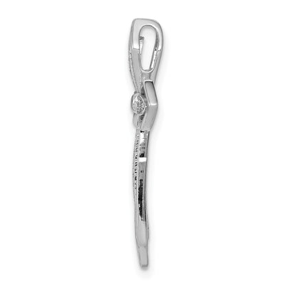 14k White Gold 1/15ct. Diamond Cross Chain Slide Pendant for Women