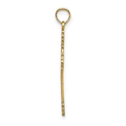 14k Yellow Gold Beaded Tip Cross  Heart Center Charm Pendant for Women